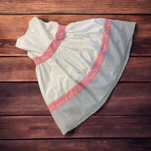 Gymboree Girl's 4 White Pink Black Sleeveless Spring Summer Formal Dress